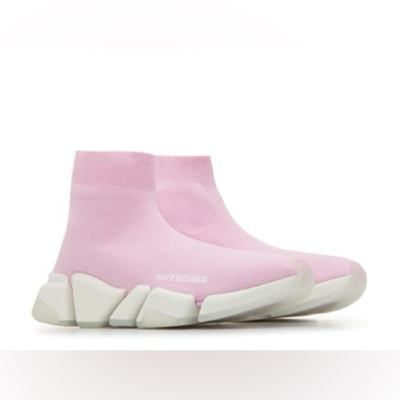 Balenciaga Speed 2.0 Recycled Knit Sneakers in Light Pink Polyester | NEW/NIB - Picture 1 of 16